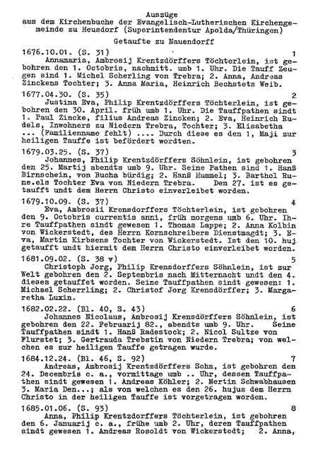 Auszüge aus dem Kirchenbuche zu Heusdorf